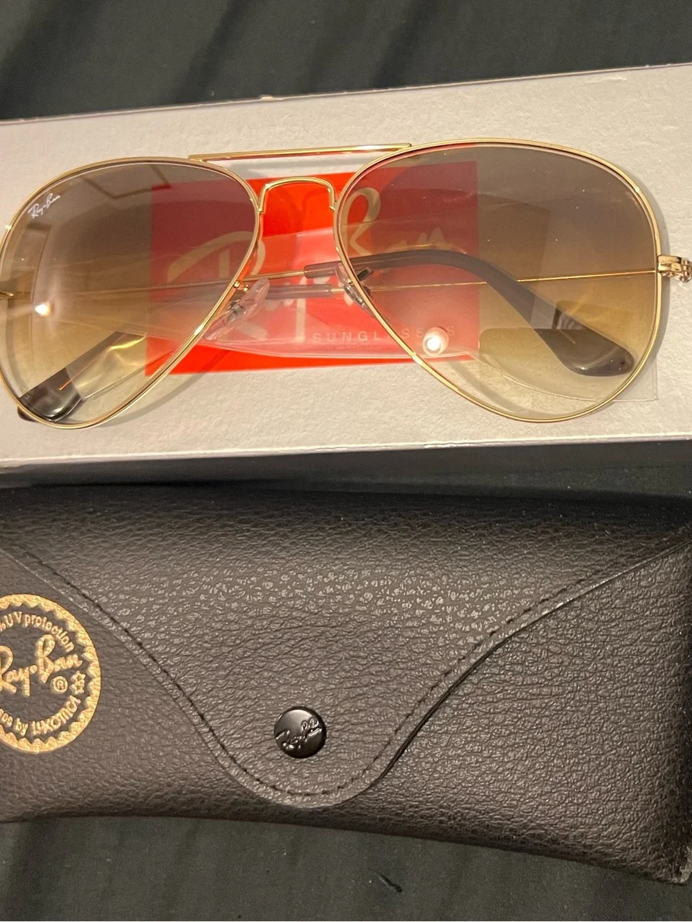 Ray-Ban Aviator Sunglasses in Brown Gradient Lenses with Gold Frame